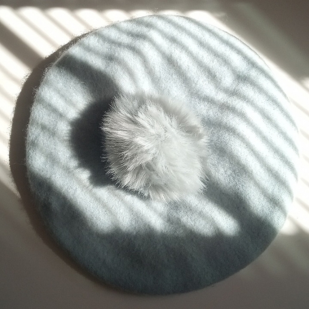 Frenchy Beret with puff ball- A New Day! Powder Blue Frenchie style